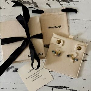 Mayamar Gold and Blue Beaded Earrings